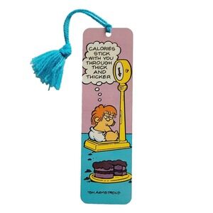 Vintage 80s Tom Armstrong Tassel Bookmark, Calories Comic, Tag-A-Longs 1982 M013